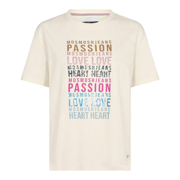 benvit mos mosh t-shirt med tryck text passion