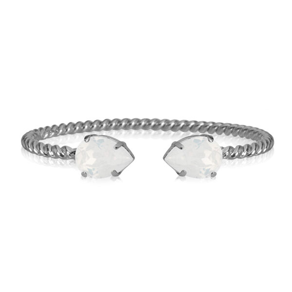 Mini drop bracelet rhodium white opal